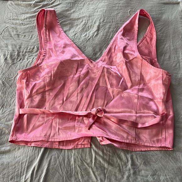 Vintage Two Piece Pink/Floral Print Satin Pajama Set - Picture 5 of 5